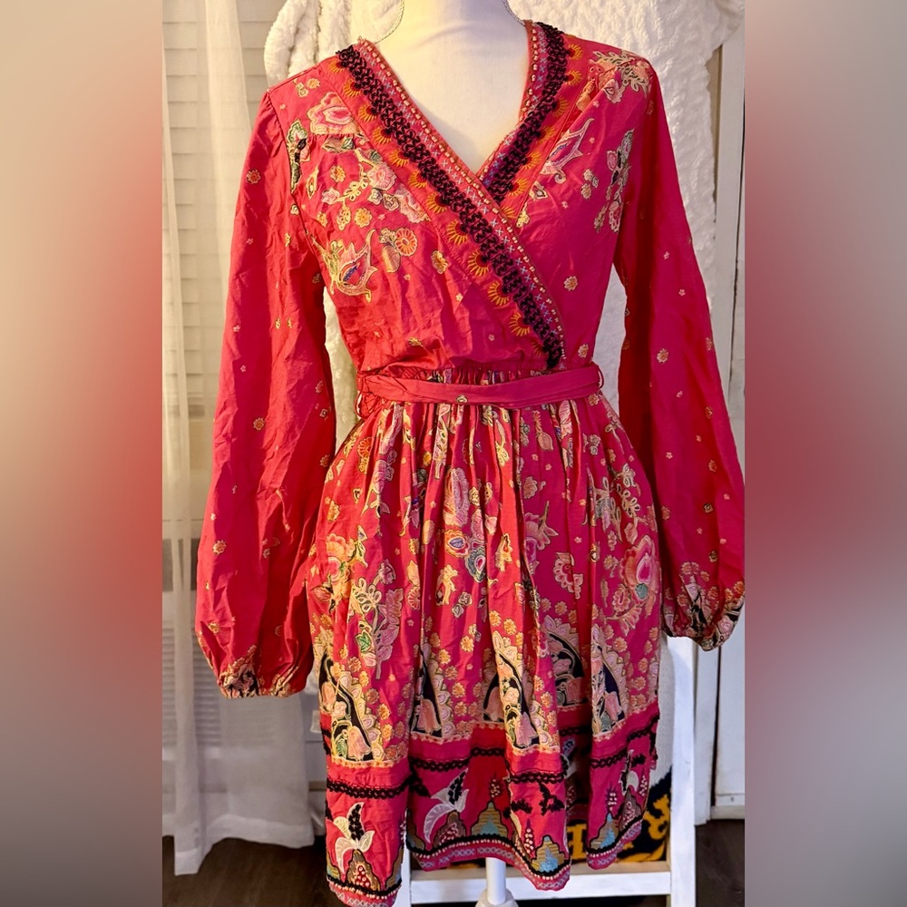 Anthropologie Pink and Black Long Sleeve Dress - Picture 2 of 8